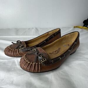 Sofft Shoes Womens Size 6 Brown Leather Moccasin Loafers Comfort Bow Casual